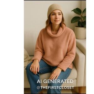 Banana Republic Pink Fleece Long‎ Sleeves Cowl Neck Pullover Sweater Extra Large